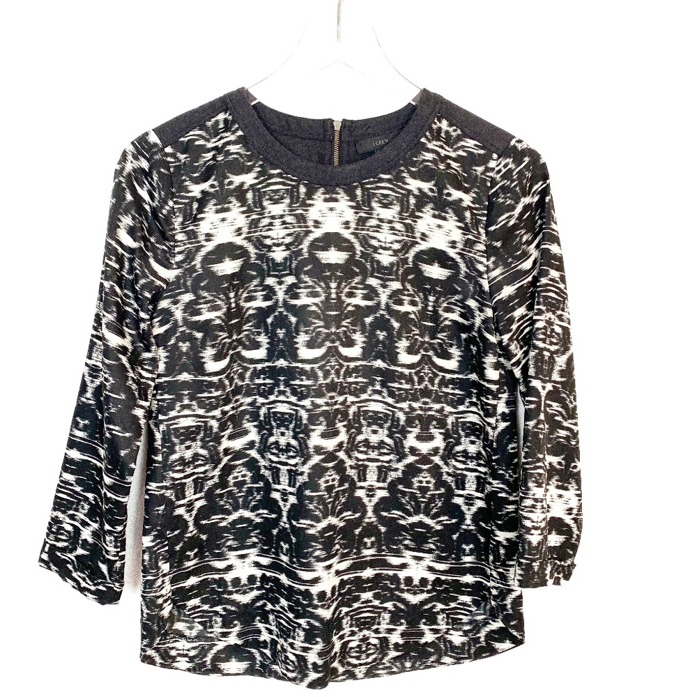 J Crew Blurred Ikat Long-Sleeved Top Size 0
